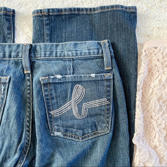 bebe Boot Cut Mid Rise Jeans Rhinestone Pockets 29 - Picture 15 of 16